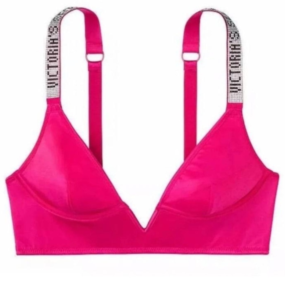💕 VICTORIA’S SECRET very sexy v-wire long time bra in fuchsia pink satin size S